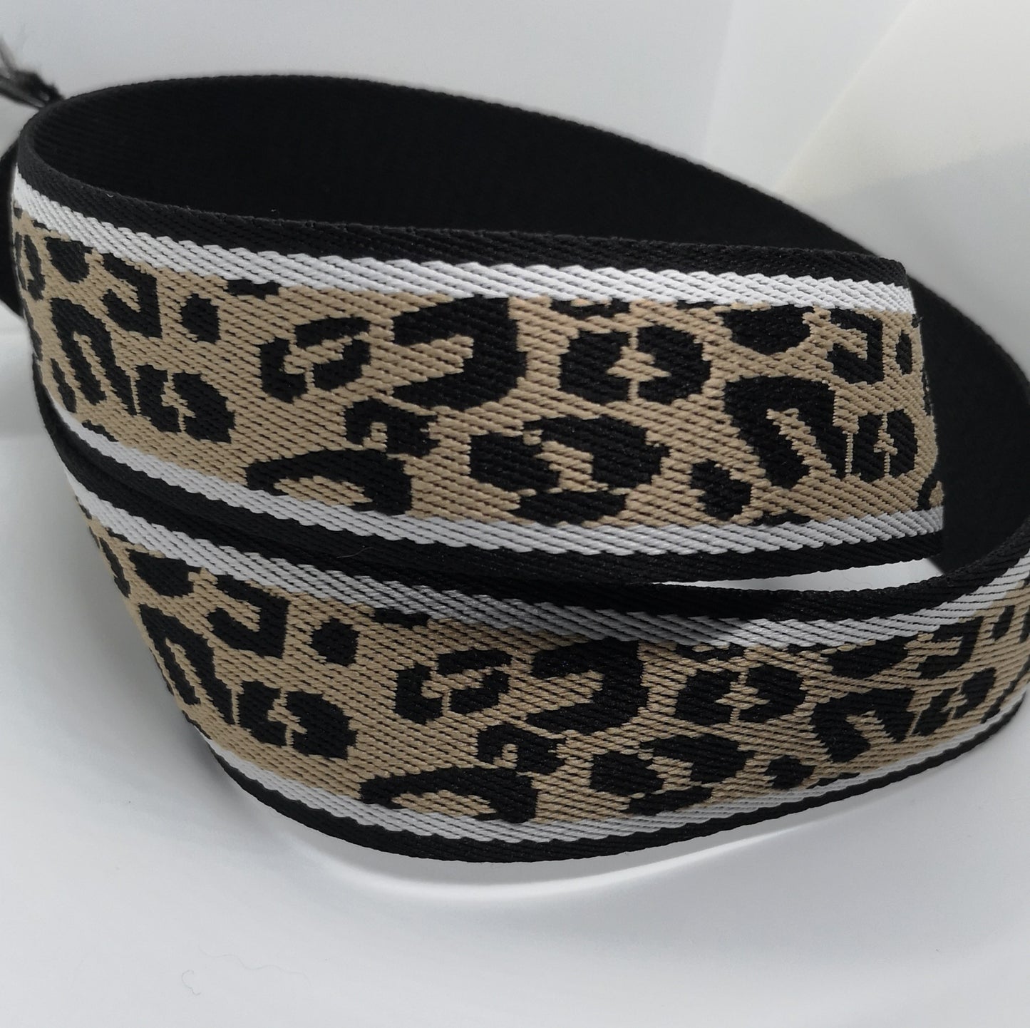 1.5" Webbing - Black and Tan leopard