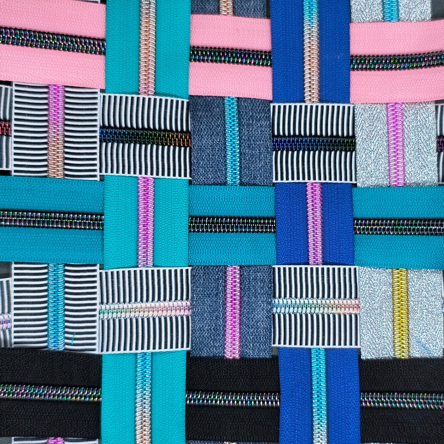Royal Blue with Rainbow Gradient Teeth Zipper Tape