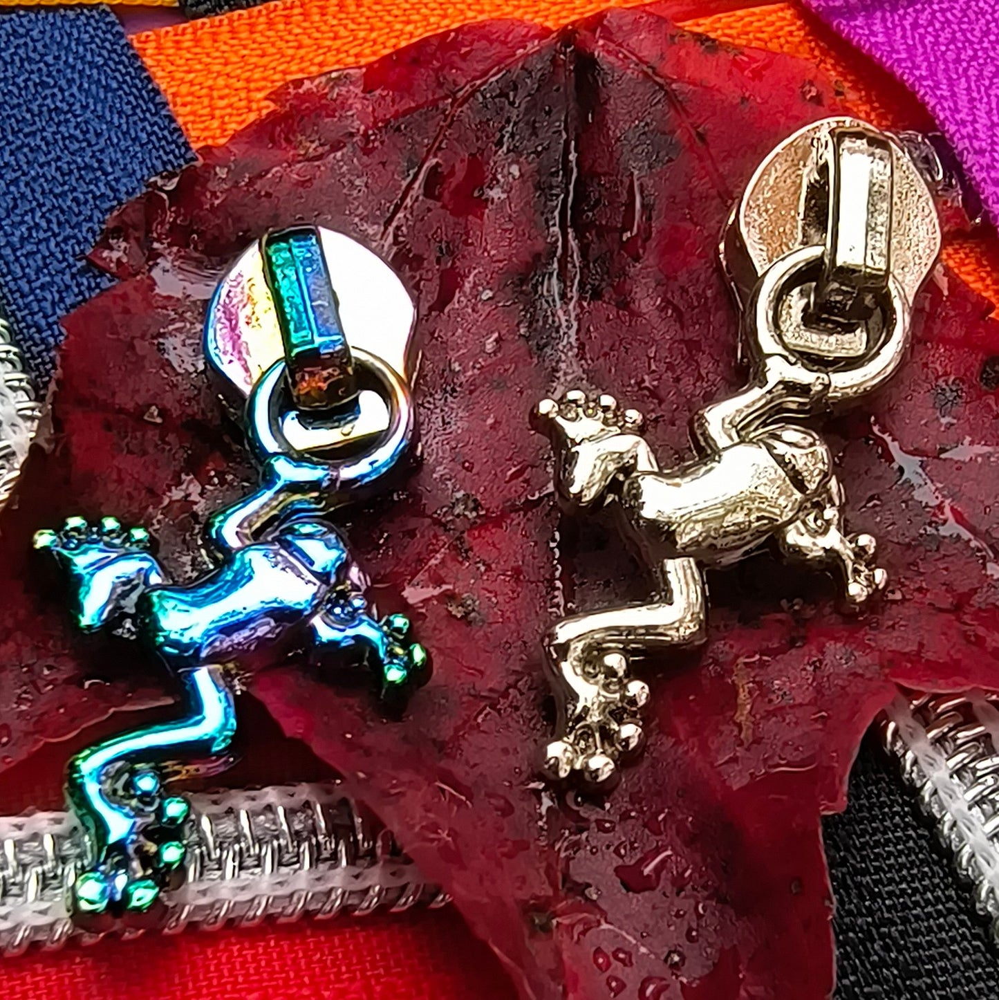 Frog Rainbow Zipper Pulls (Flat Back)