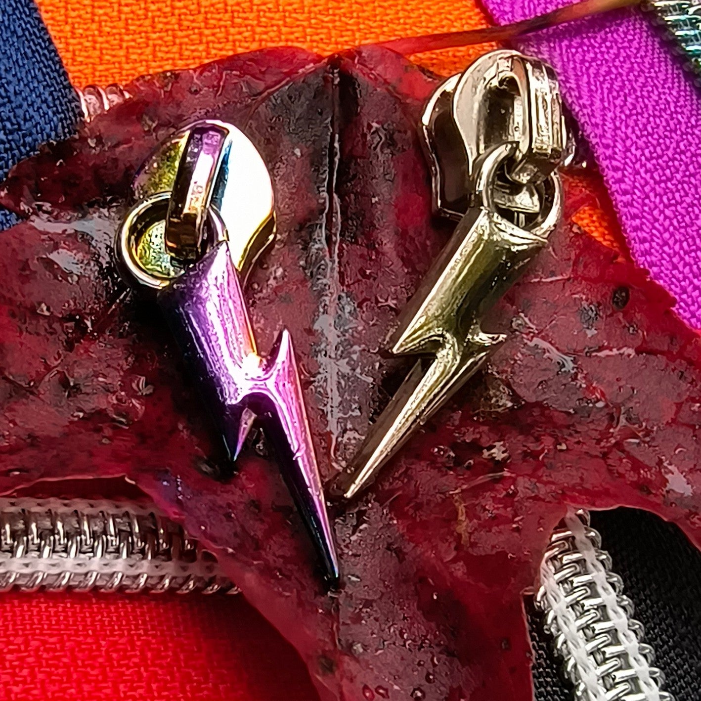 Lightning Rainbow Zipper Pulls (Flat Back)
