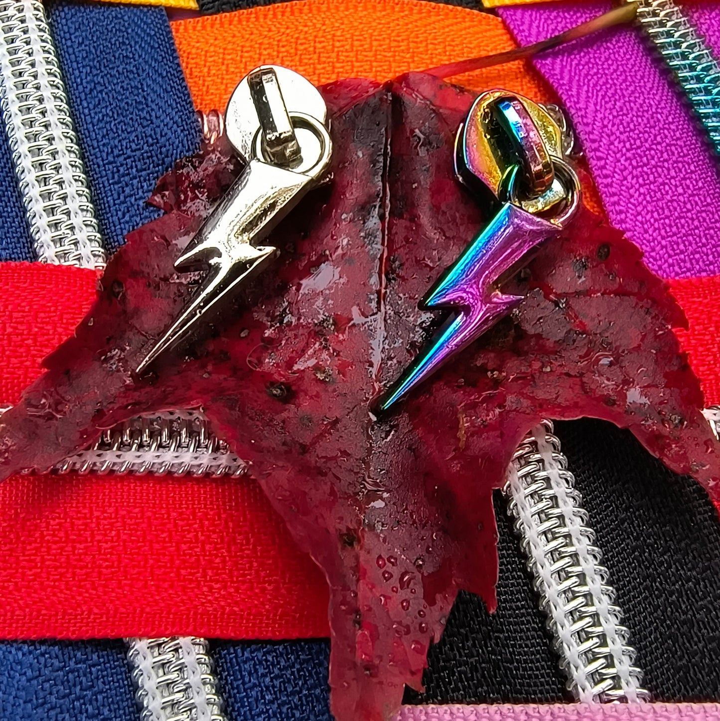 Lightning Rainbow Zipper Pulls (Flat Back)