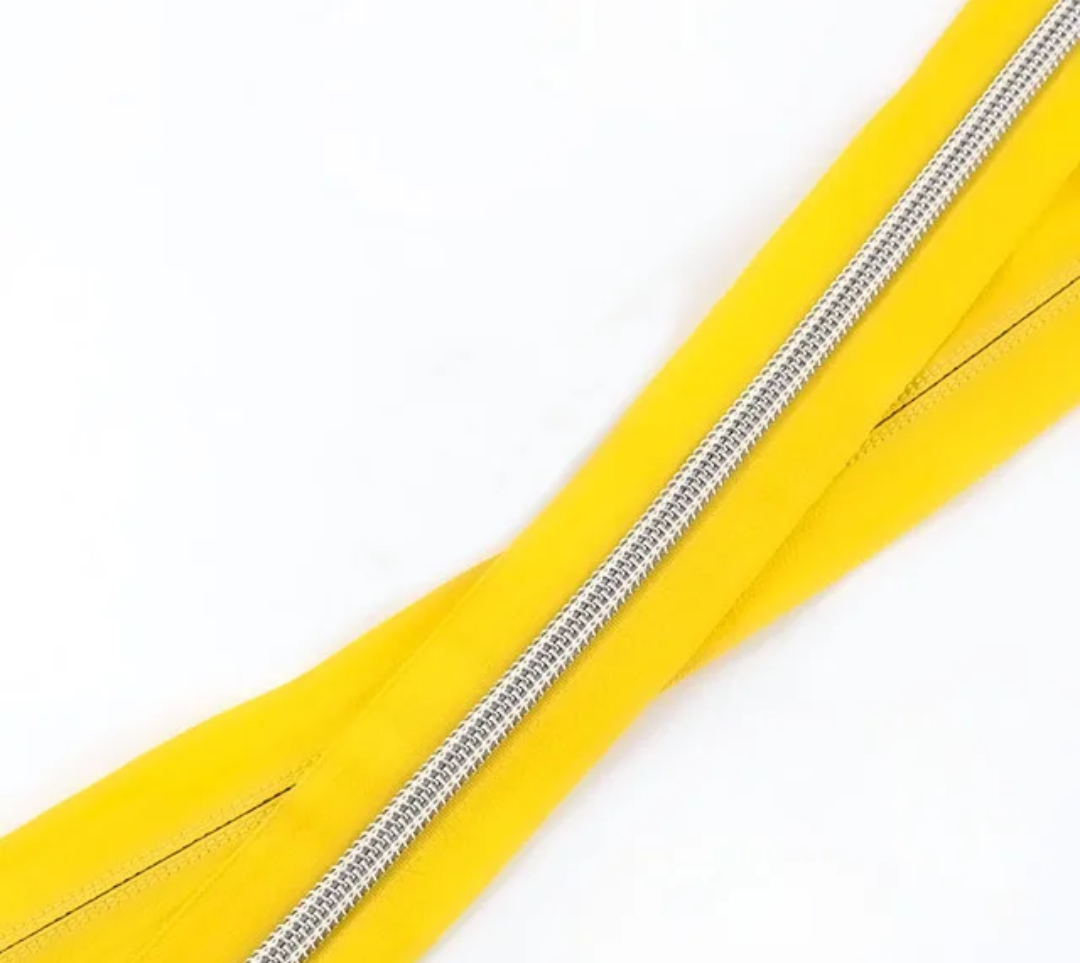 Sunshine Yellow Zipper Tape with Silver Teeth