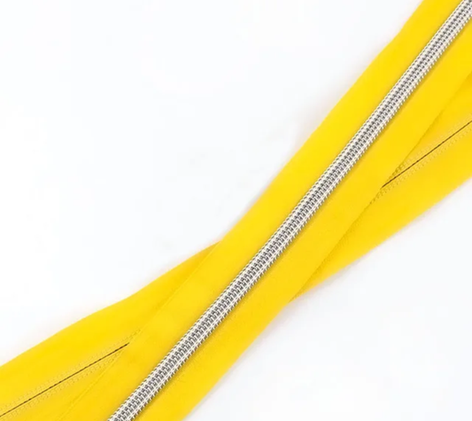 Sunshine Yellow Zipper Tape with Silver Teeth