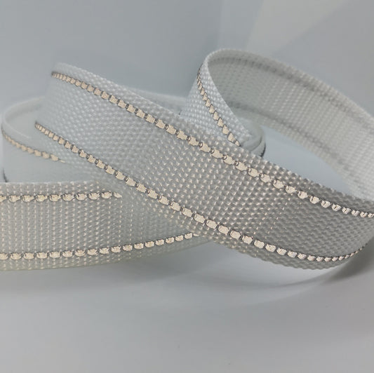***Last Chance*** 1" Wide Webbing - Solid Color with Reflective- WHITE
