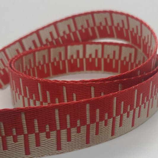 ***Last Chance*** 1" Wide Webbing - Two Tone- HI/LO Champagne Glitch with RED
