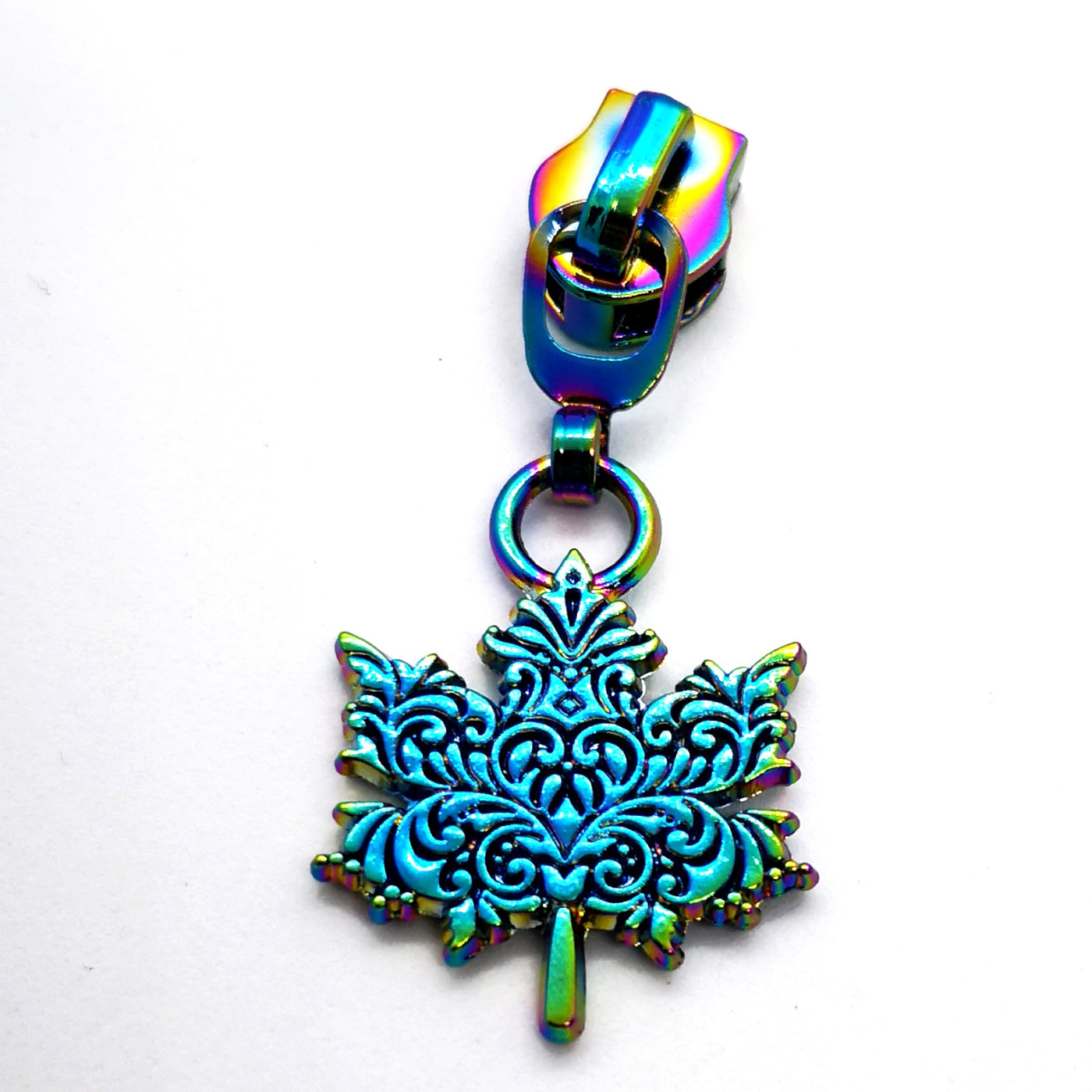 Rainbow Maple leaf Zipper Pull set of 5