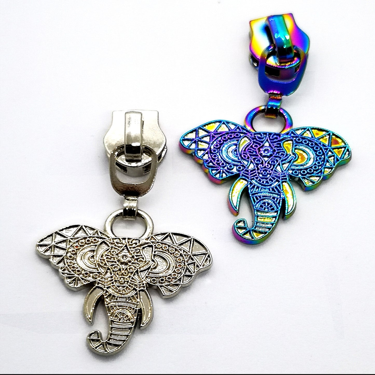 Rainbow Elephant Zipper Pull set of 5