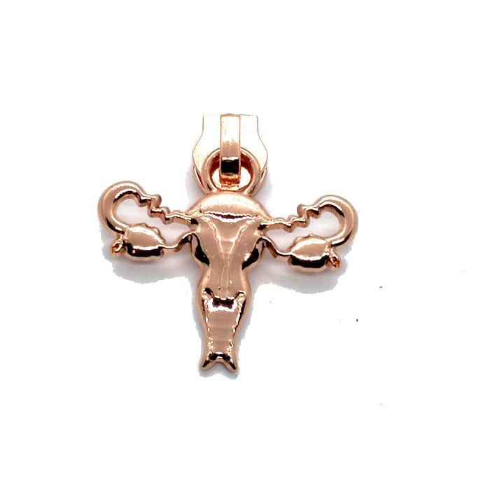 Rose Gold Uterus zipper pull - RC.Threadcraft