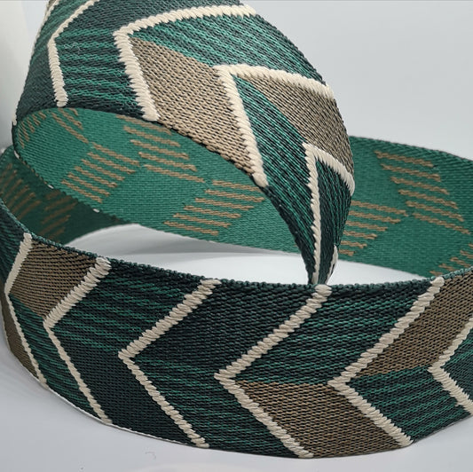 2" Webbing - Green and Kahiki chevron