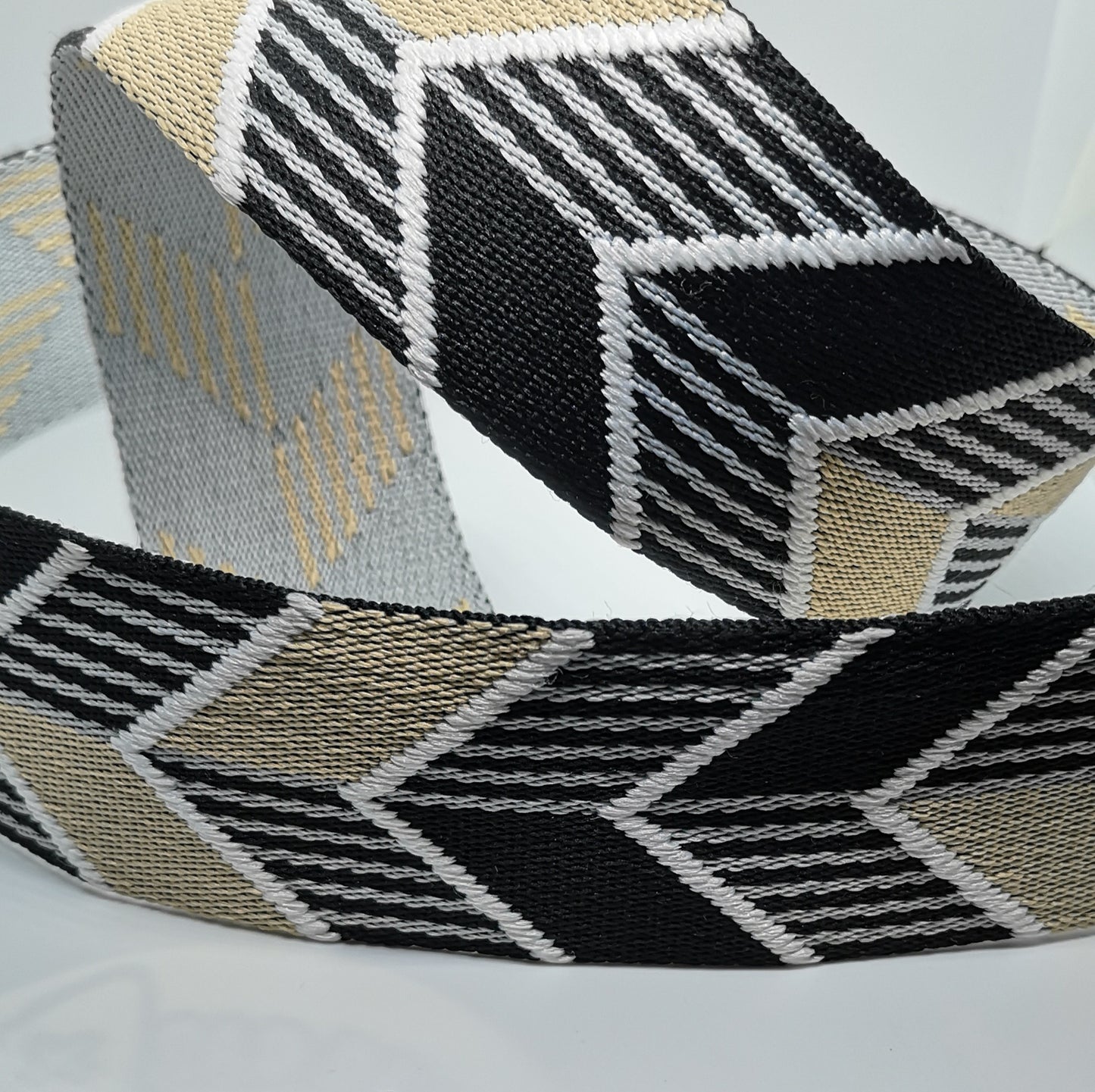 2" Webbing - Black and Tan chevron