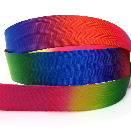 1" Wide Bright Rainbow Ombre Webbing