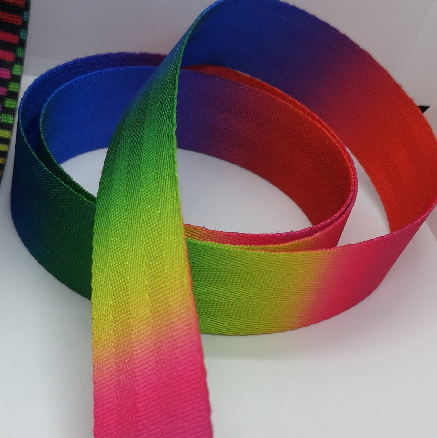 1" Wide Bright Rainbow Ombre Webbing
