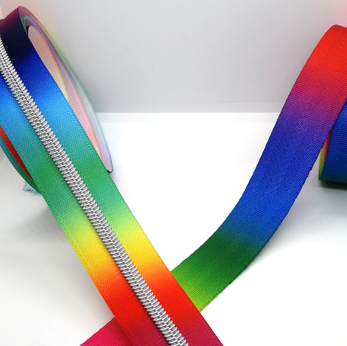 1" Wide Bright Rainbow Ombre Webbing