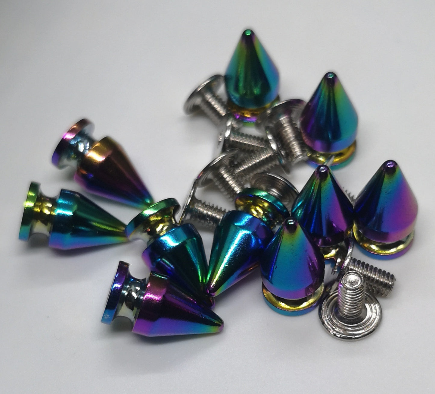 *NEW* 13mm Rainbow Spike Studs