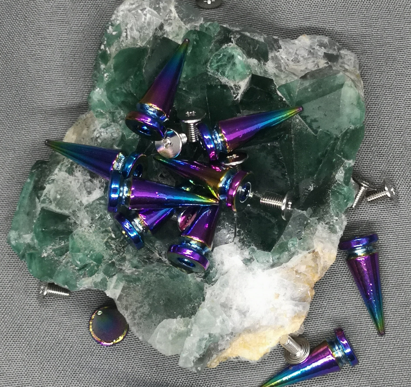 *NEW*  25mm Rainbow Spike Studs