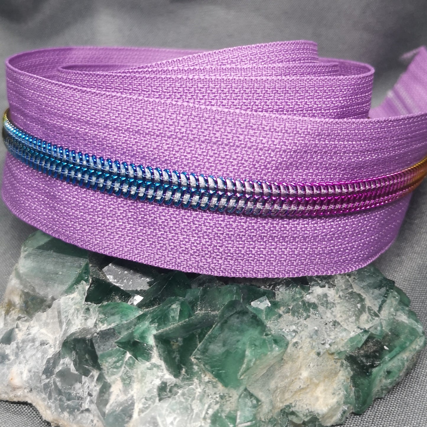 Light Purple with Rainbow teeth Zipper tape