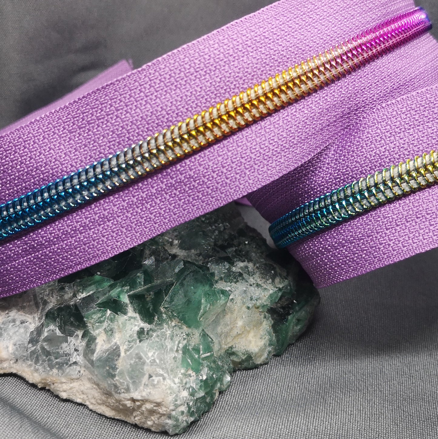Light Purple with Rainbow teeth Zipper tape