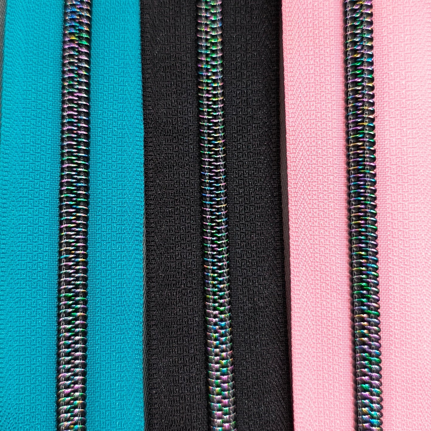 Dark Galaxy Teeth on Turquoise Zipper Tape
