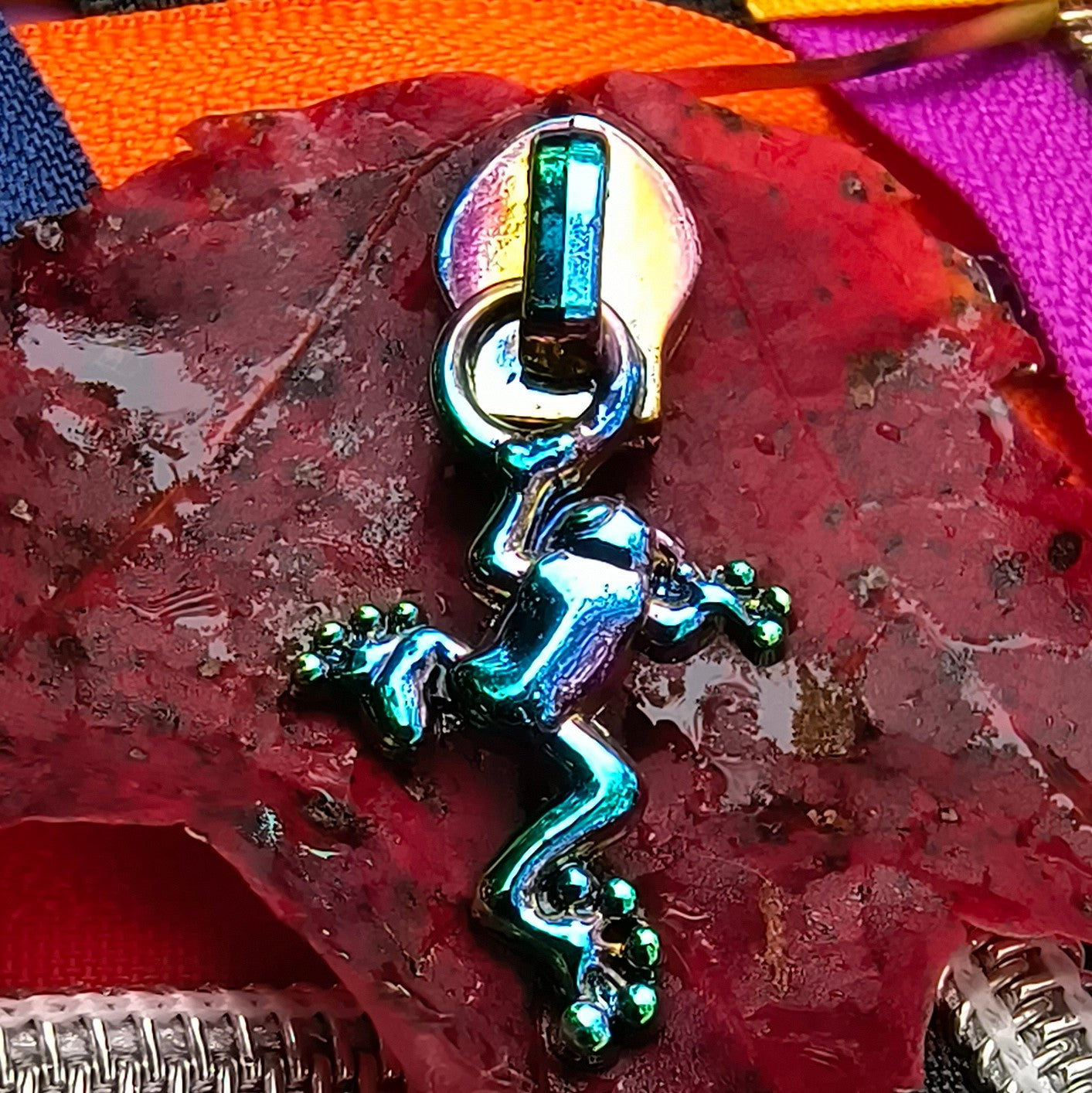 Frog Rainbow Zipper Pulls (Flat Back)