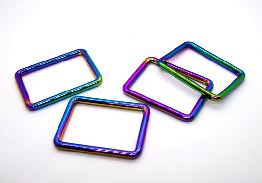 1.5" Rectangle Ring Rainbow set of 4