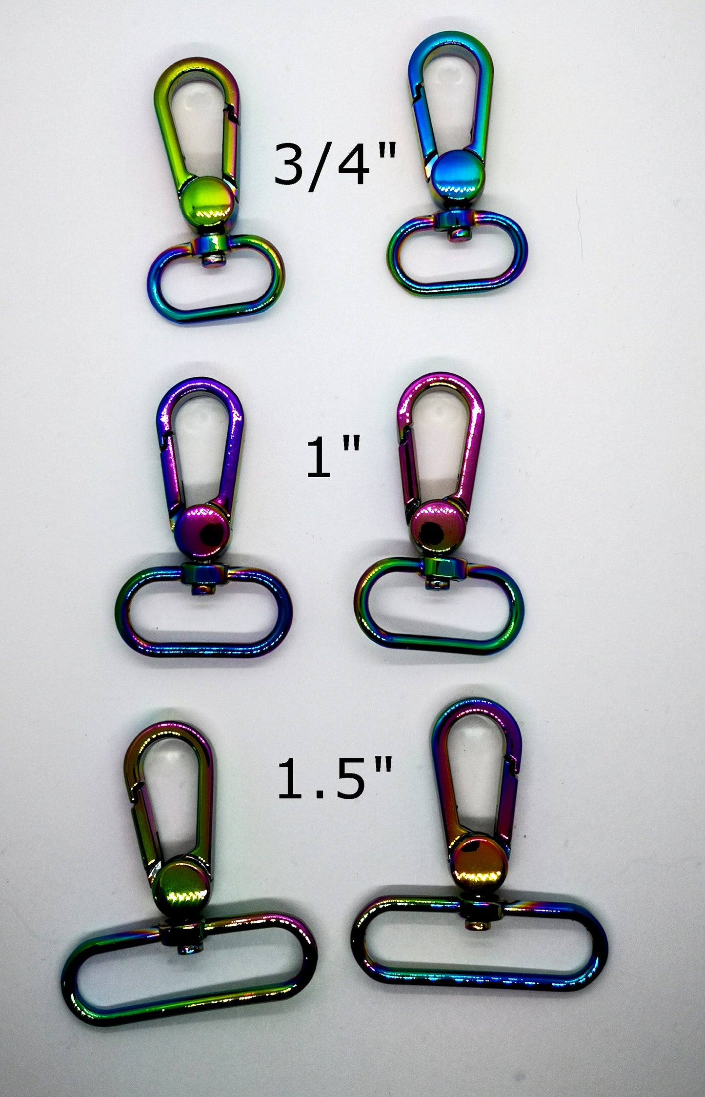 1.5" Rainbow Snap Swivel Hook set of 2