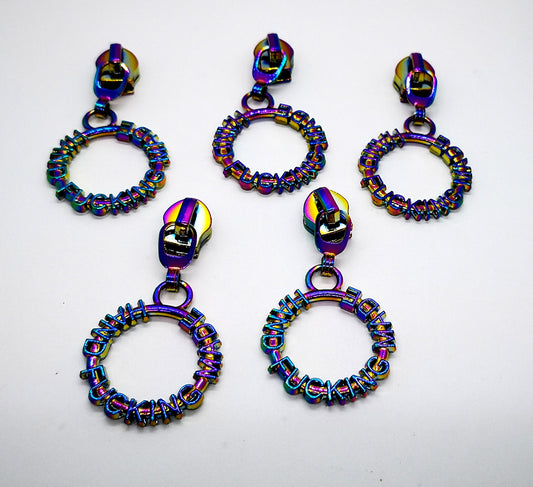 Rainbow Hand F*cking Made Zipper Pull set of 5