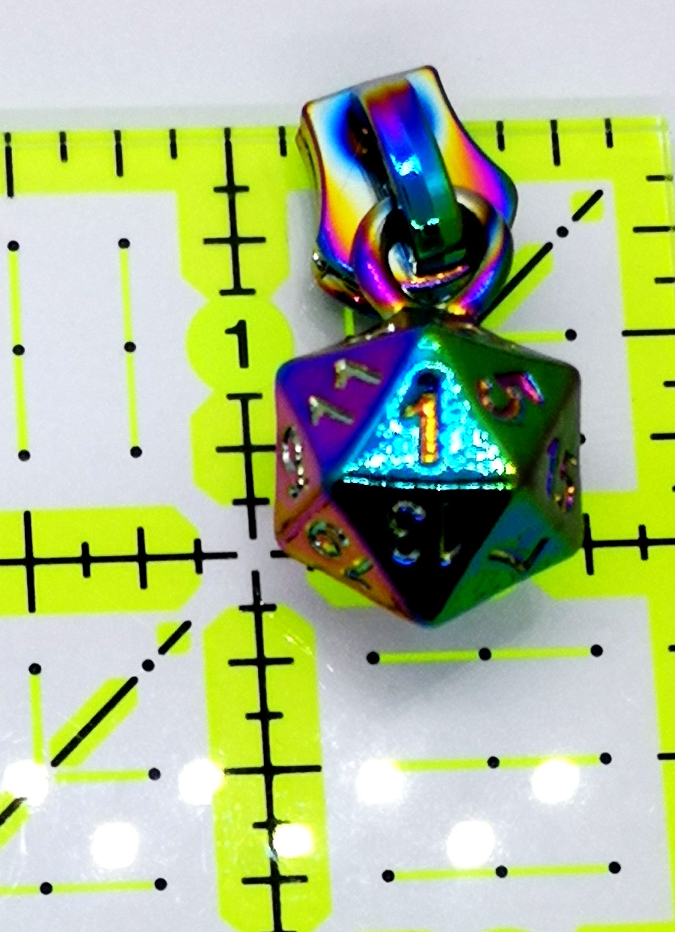 Rainbow D20 Dice Zipper Pull set of 5