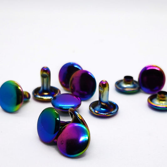 9 mm Double Capped Rivets Rainbow set of 10