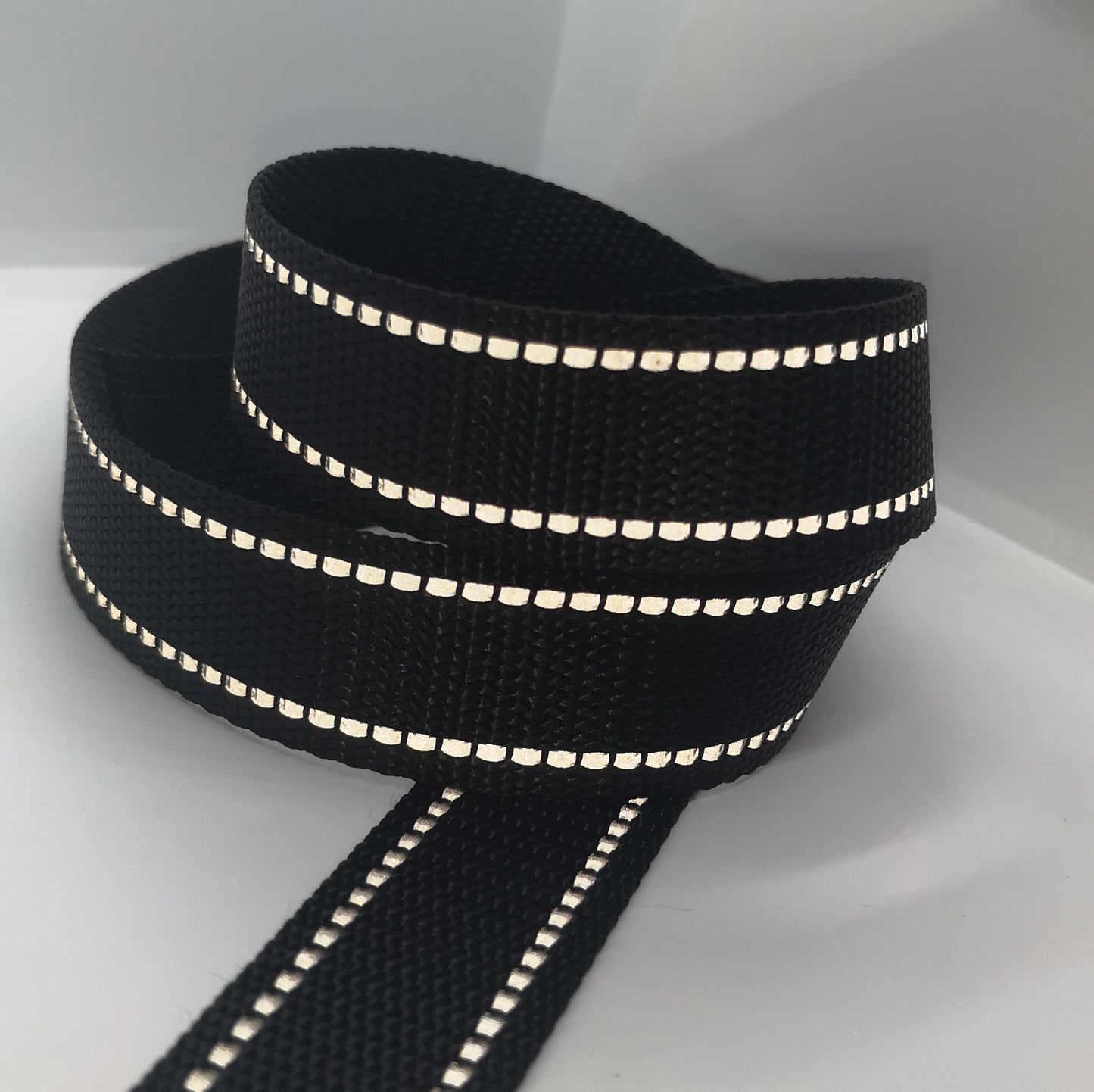 1" Wide Webbing - Solid Color with Reflective- BLACK