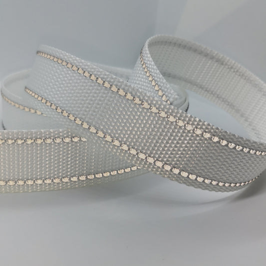 1" Wide Webbing - Solid Color with Reflective- WHITE