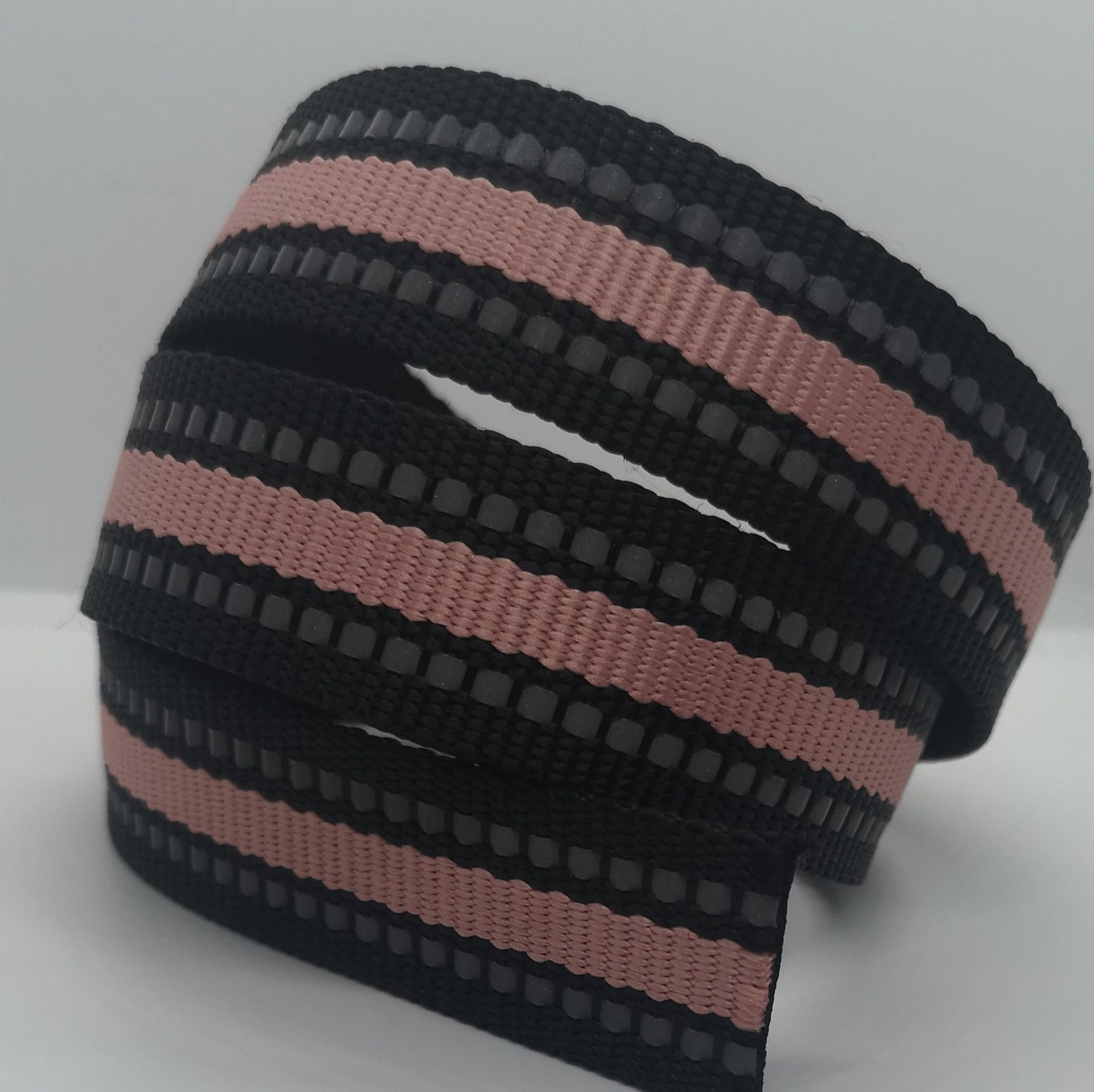 ***Last Chance*** 1" Wide Webbing - Two Tone with Reflective- PINK on BLACK