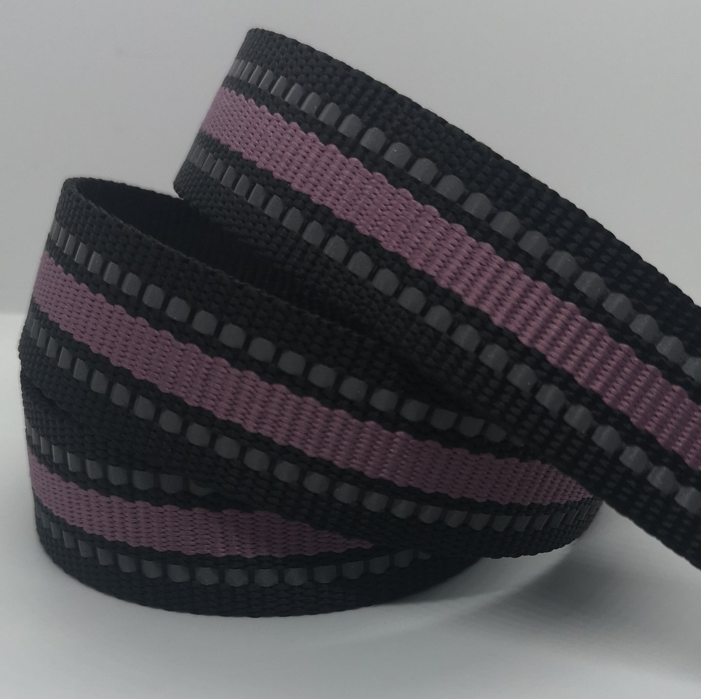 1" Wide Webbing - Two Tone with Reflective- PURPLE on BLACK