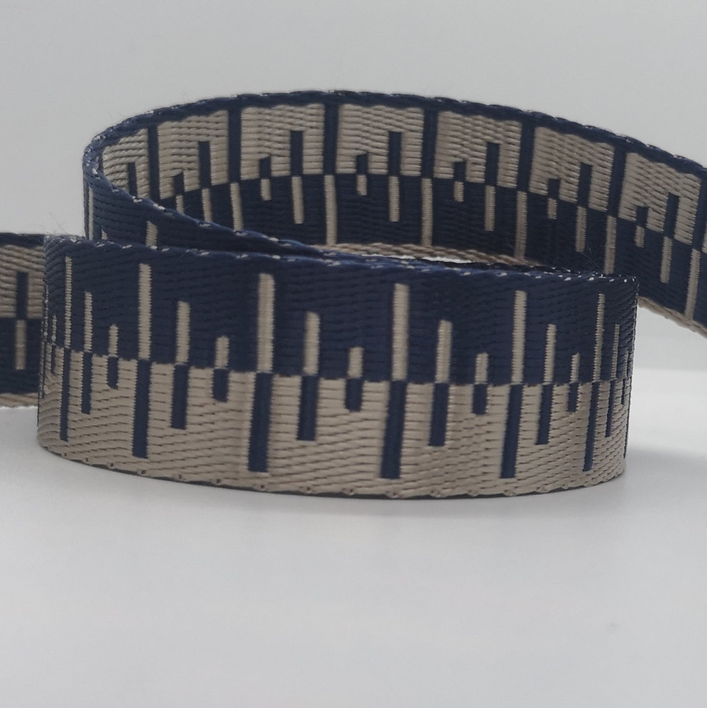 1" Wide Webbing - Two Tone- HI/LO Champagne Glitch with NAVY