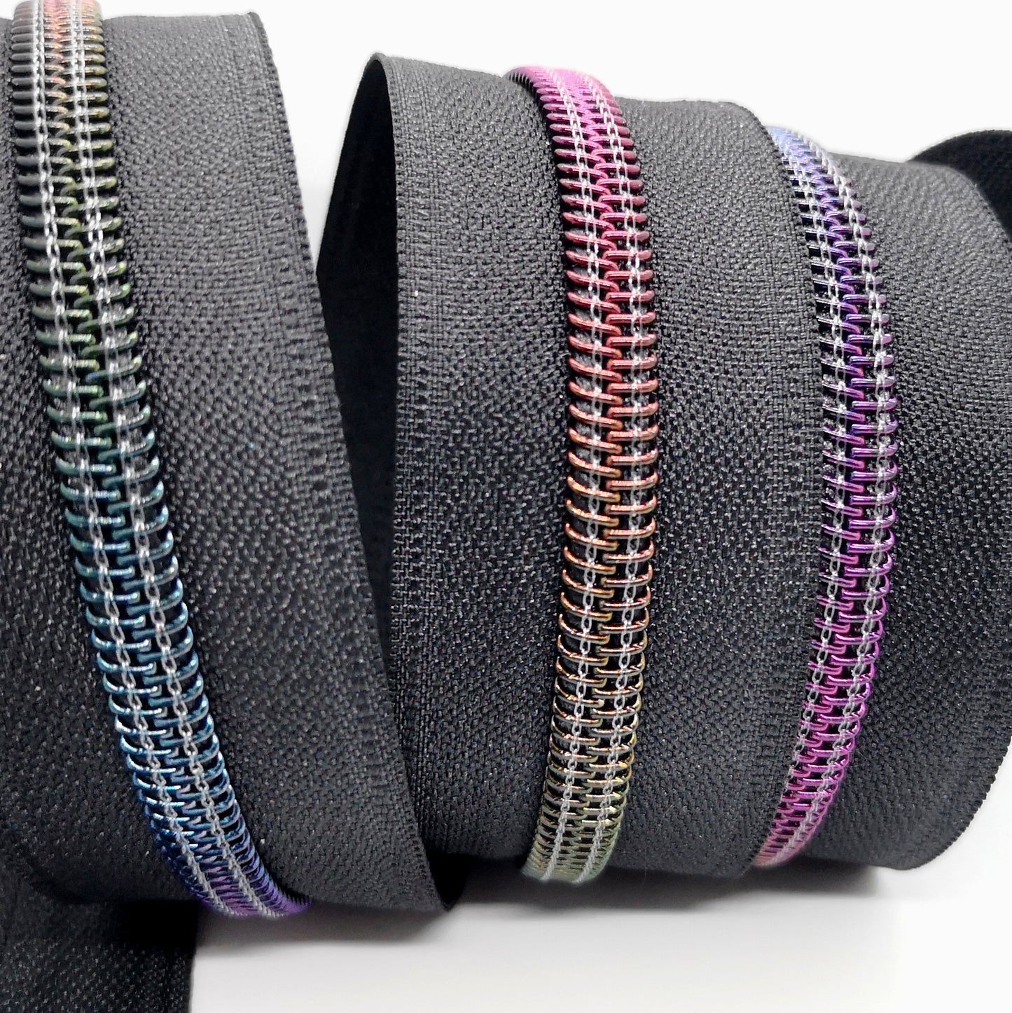 Dark Rainbow gradient on Black Zipper Tape