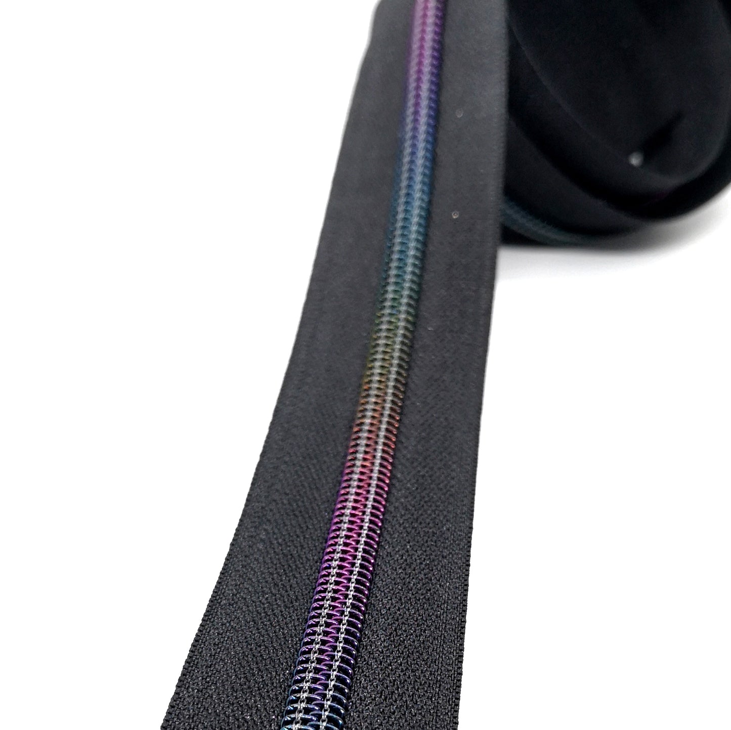 Dark Rainbow gradient on Black Zipper Tape