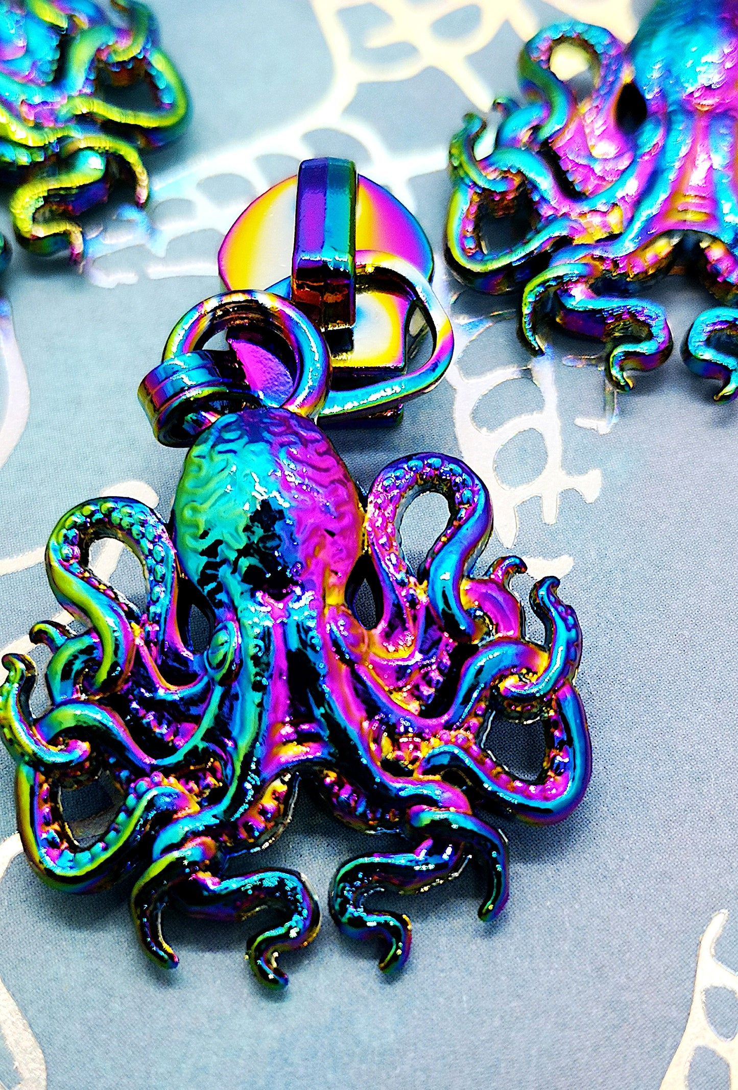 Custom Rainbow Octopus Zipper Pull set of 5