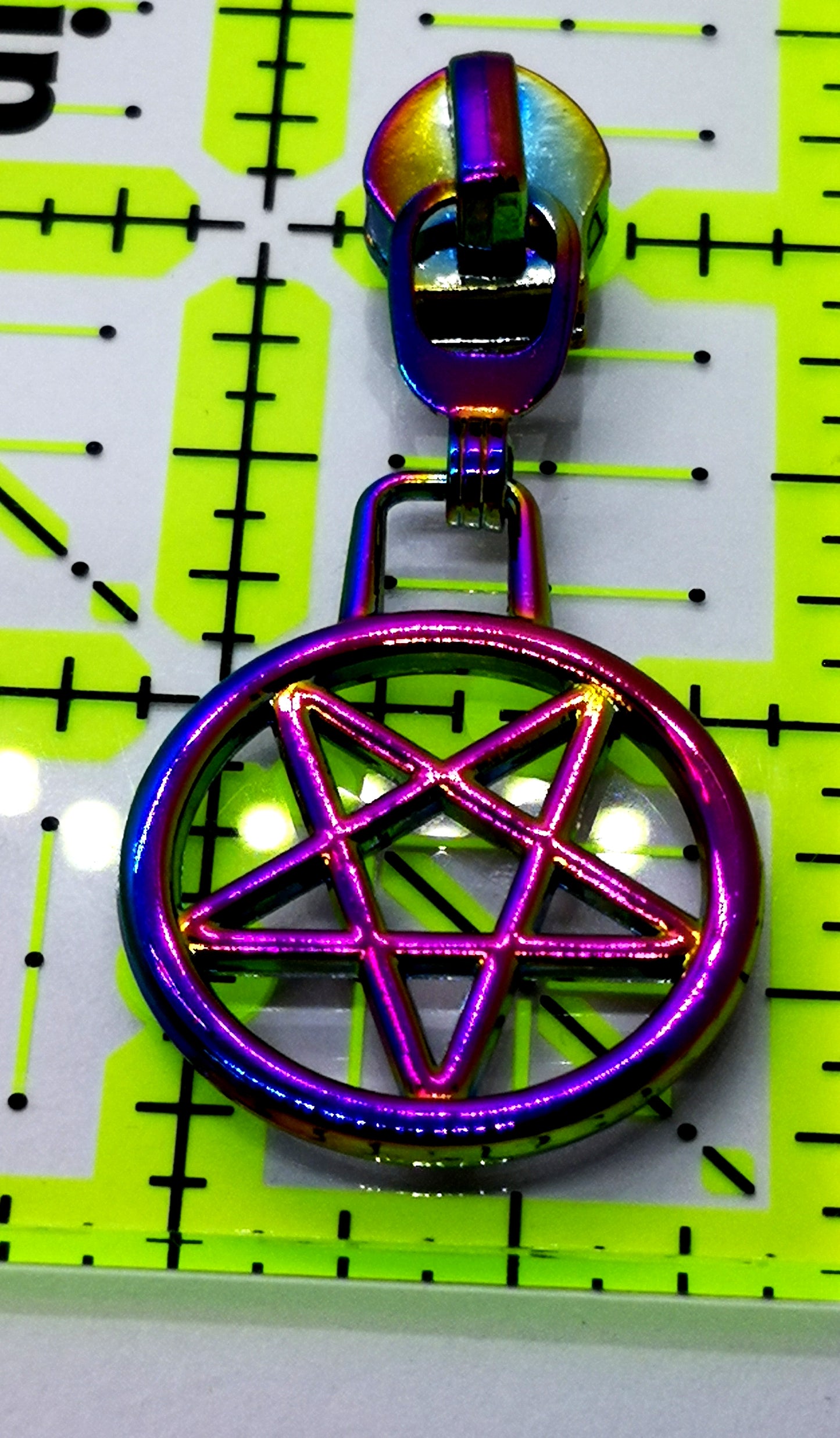 Rainbow Pentagram Zipper Pull set of 5