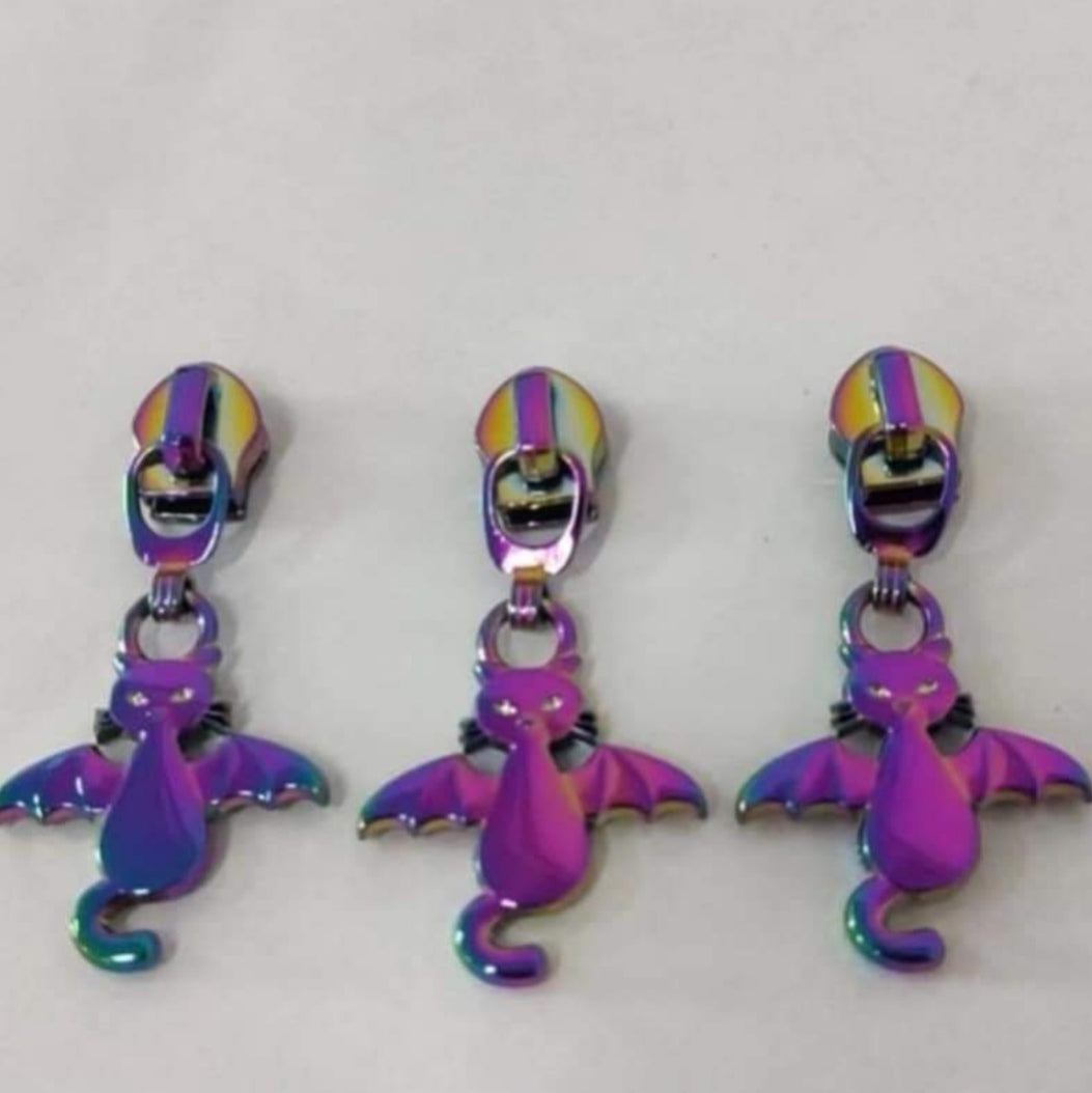 BatCat Rainbow zipper pull Set of 5