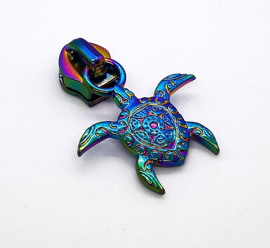 Rainbow Turtle Zipper Pull