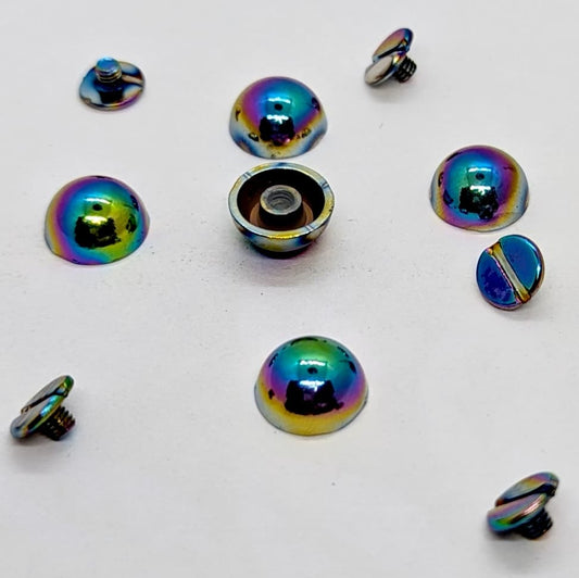Screw On Dome Purse Feet Rainbow set of 5
