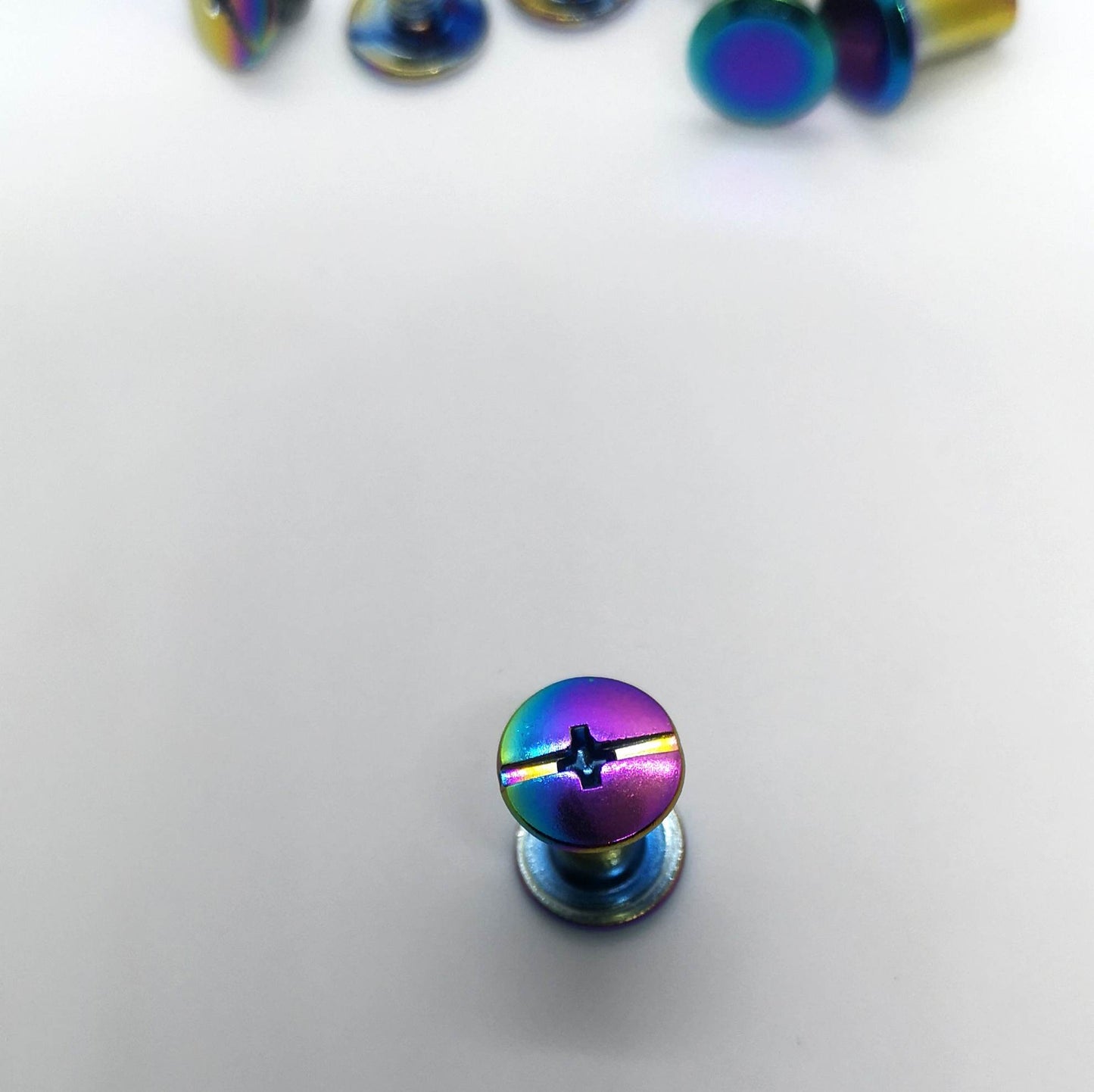 10 x 10 mm screw on Rivets Rainbow set of 10