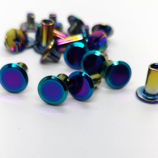 10 x 10 mm screw on Rivets Rainbow set of 10