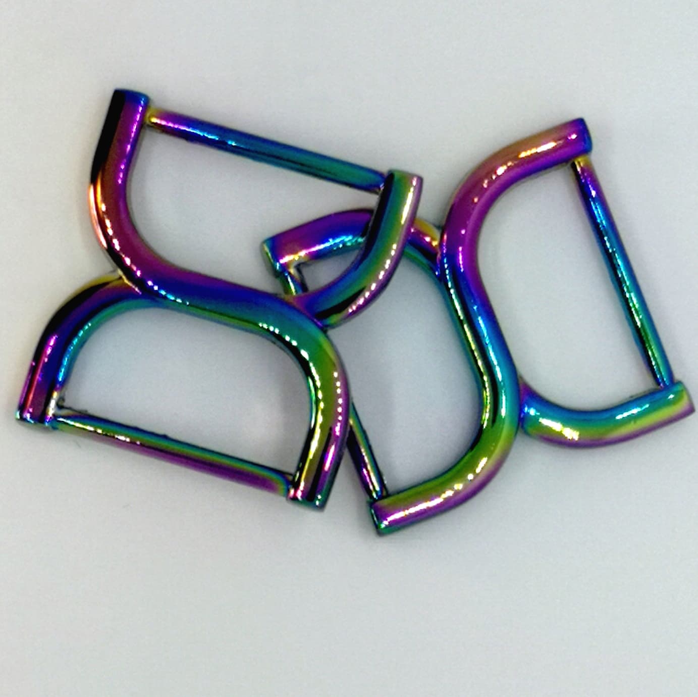 1" Double D-Ring Rainbow set of 2