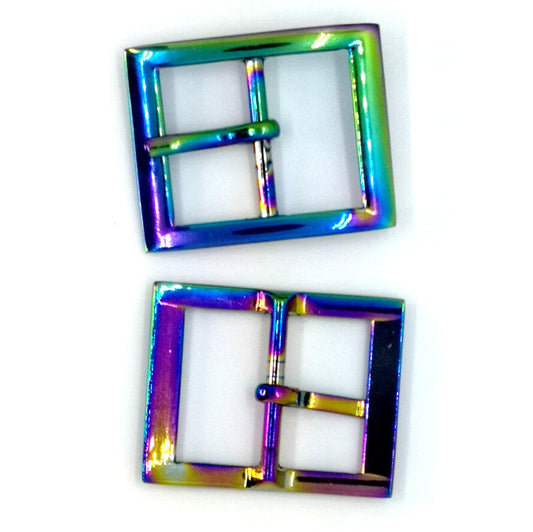 1" Double Pin Buckle Rainbow Slider - Belt Buckle