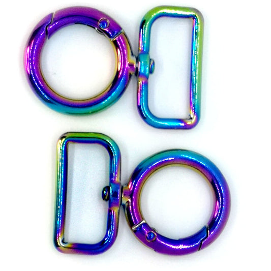 RESTOCKED! 1" Rainbow Gated O-Ring Swivel Hook set of 2