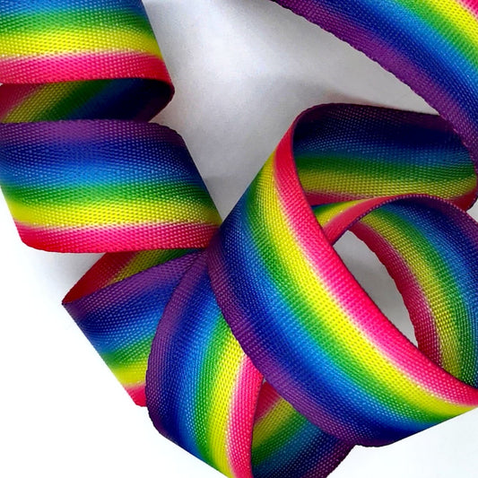 *Restocked* 1" Wide Bright Rainbow Stripped Webbing