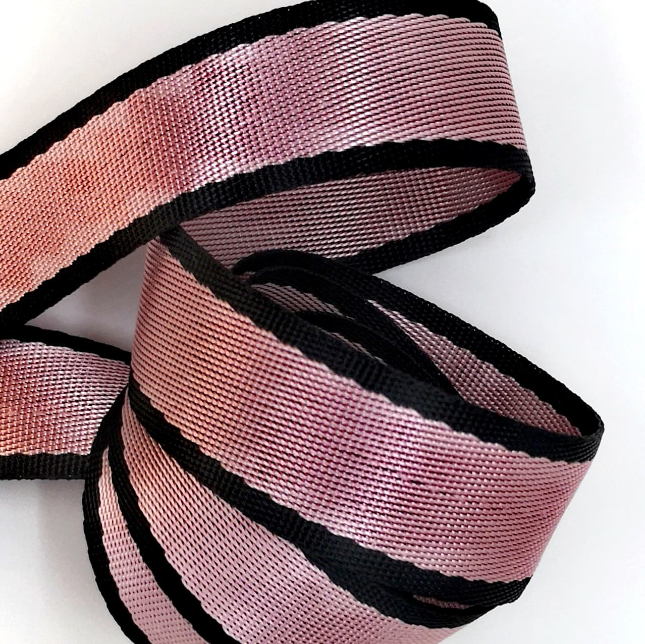 1" Wide Webbing Two Tone- Dusty Rose Pink and Black