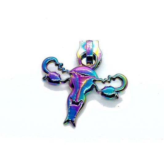 Rainbow Uterus zipper pull - RC.Threadcraft